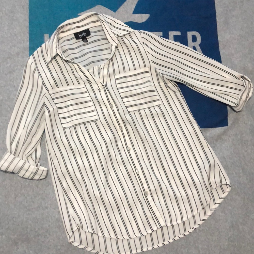 Buttoned Striped Over Shirt